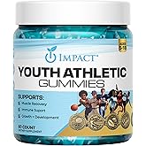 Youth Athletic Gummies – Kids Multivitamin Gummies with Essential Nutrients, Immune & Energy Support, Vegan & Gelatin-Free, Includes Vitamins A, C, B3, B12, Omega-3, Zinc – Ages 5-18