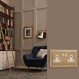 Varilight Double Switched Socket Classic Georgian Brass XG5DW 13A view 2