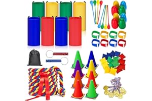 Redllo 87 Pcs Carnival Outdoor Games Potato Sack Race Bags for Kids Adults Bean Bags Ring Toss 3 Legged Relay Race Tug of War Rope Backyard for Birthday Party Field Day Family Christian Church Games