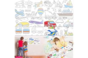 BNQOE Children's Drawing Roll, 120 * 12 in Giant Coloring Poster, DIY Painting Drawing Paper Roll, Sticky Drawing Paper Roll, Early Educational Toys for Kids Home Classroom Party Suppiles(Traffic)