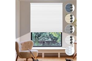 HOMEDEMO Blackout Cellular Shades Cordless, Honeycomb Shade Blinds, Thermal Insulated Noise Reduction for Windows Inside & Outside Mount White-Blackout 34.5" W x 46" H