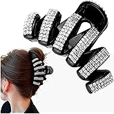 Joez Wonderful Large Rhinestone Hair Clips, Crystal Jaw Clips Hairpin for Thick Hair, Fashion Hair Clamp Catch Barrette Hair Accessories for Women (Black)