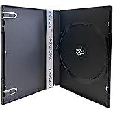 Mediaxpo Standard Black Single Movie DVD Cases 14MM - Clear Wrap Around Sleeve Cover - Convenient Clips - Exceptional Value (