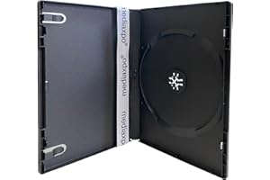 Mediaxpo Standard Black Single Movie DVD Cases 14MM - Clear Wrap Around Sleeve Cover - Convenient Clips - Exceptional Value (Pack of 25)