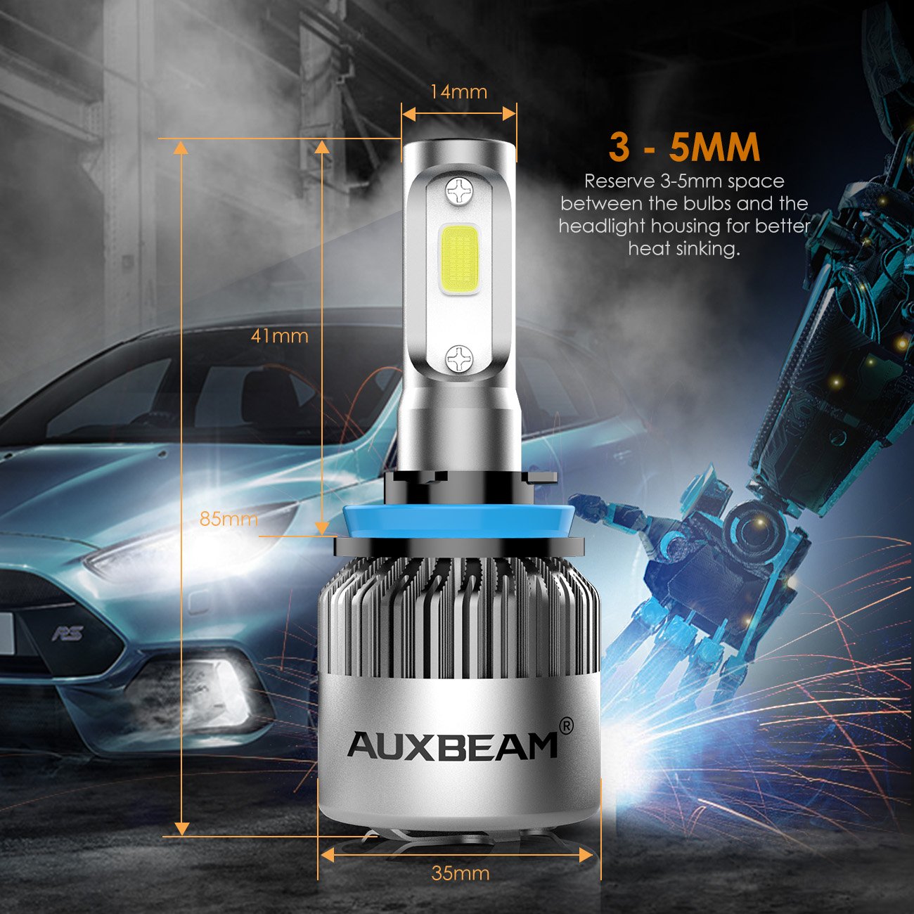 Auxbeam LED Headlights FS2 Series H11 LED Headlight Bulb with 2 Pcs of