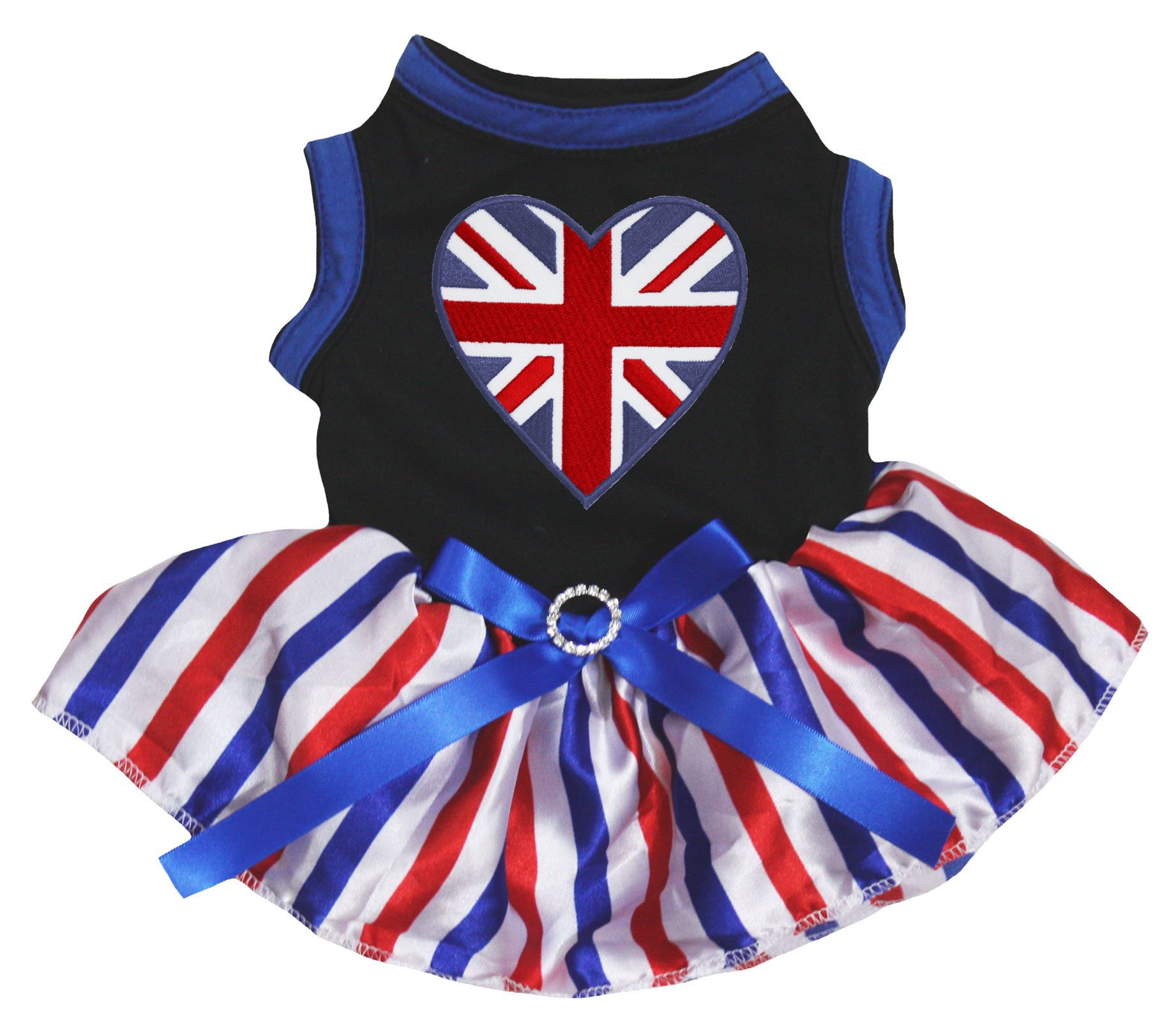 Petitebelle Britain Heart Puppy Dog Dress (Black/Stripes, Large)