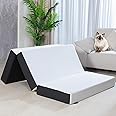 Roxzo Tri-Fold Memory Foam Mattress, 6 inch Twin Tri-Folding Memory Form Mattress, Collapsible and Washable Cover, Travel and Guest Mat,75"x38"x6"