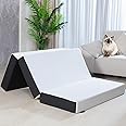 Roxzo Folding Mattress Queen Size, 3 inch Tri-fold Memory Foam Mattress Topper with Washable Cover,Foldable Mattress Topper f