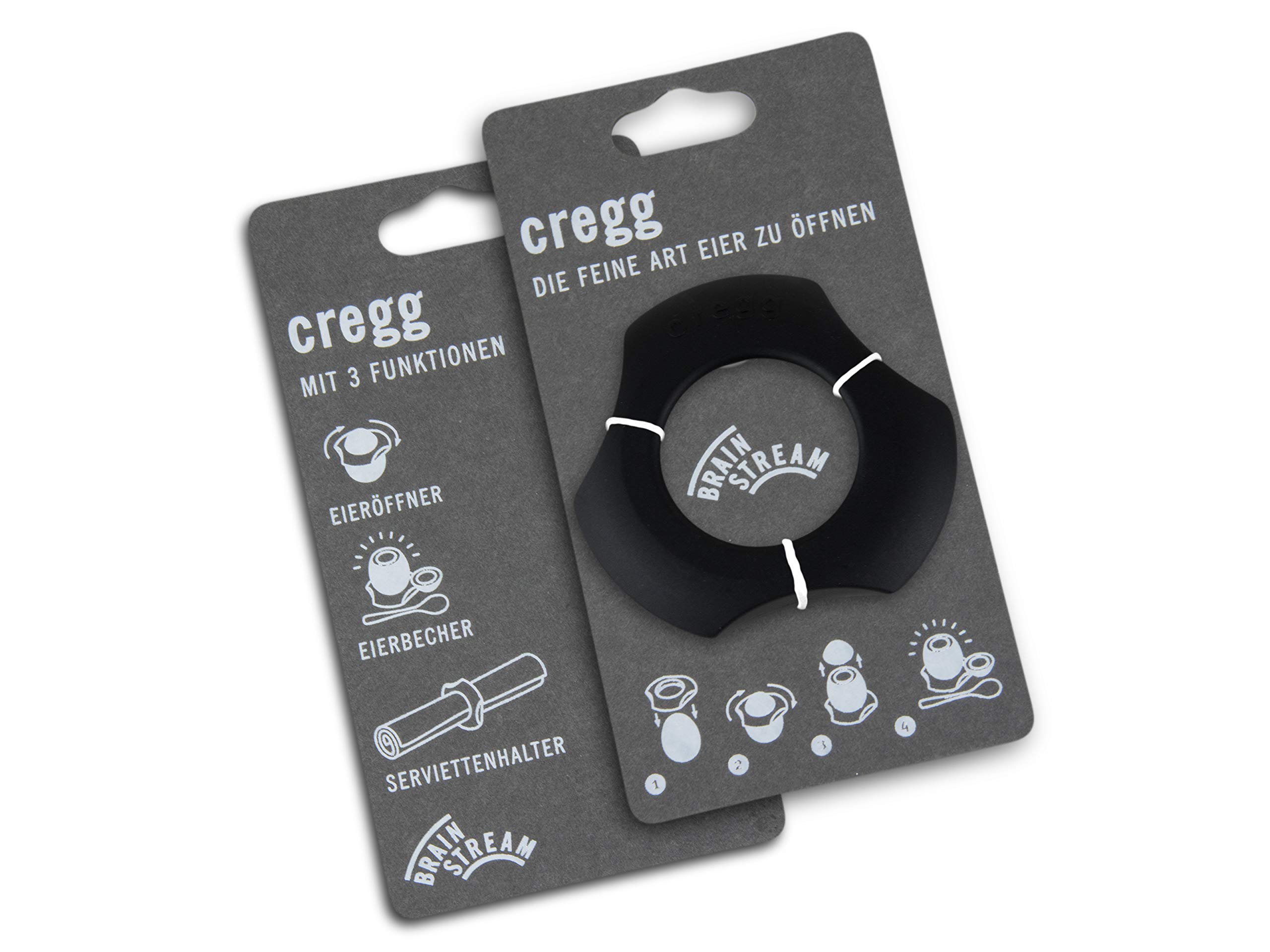 cregg Brainstream A000984 Egg Opener/Egg Cup/Napkin Holder Black