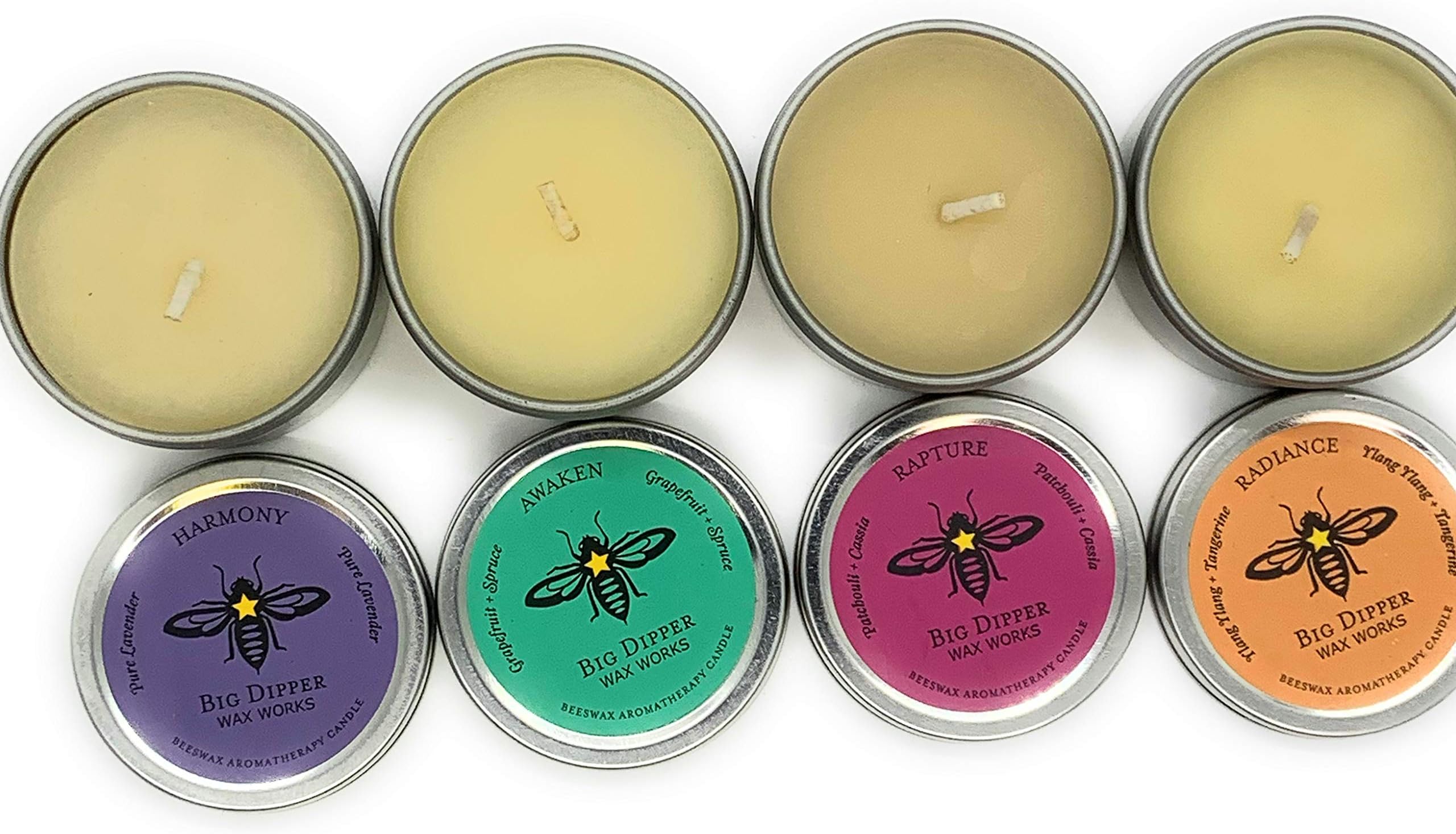 Set of Four Petite Essential Oil Natural Candles - Made in USA Beeswax