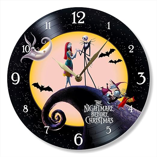 Nightmare Before Christmas Vinyl Clock 12", Wall Clock Painted