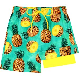 Olreco Boys Swim Trunks with Compression Liner Quick Dry Kids Bathing Suit Boys Board Shorts Teen Swimsuit Boys Swim Shorts