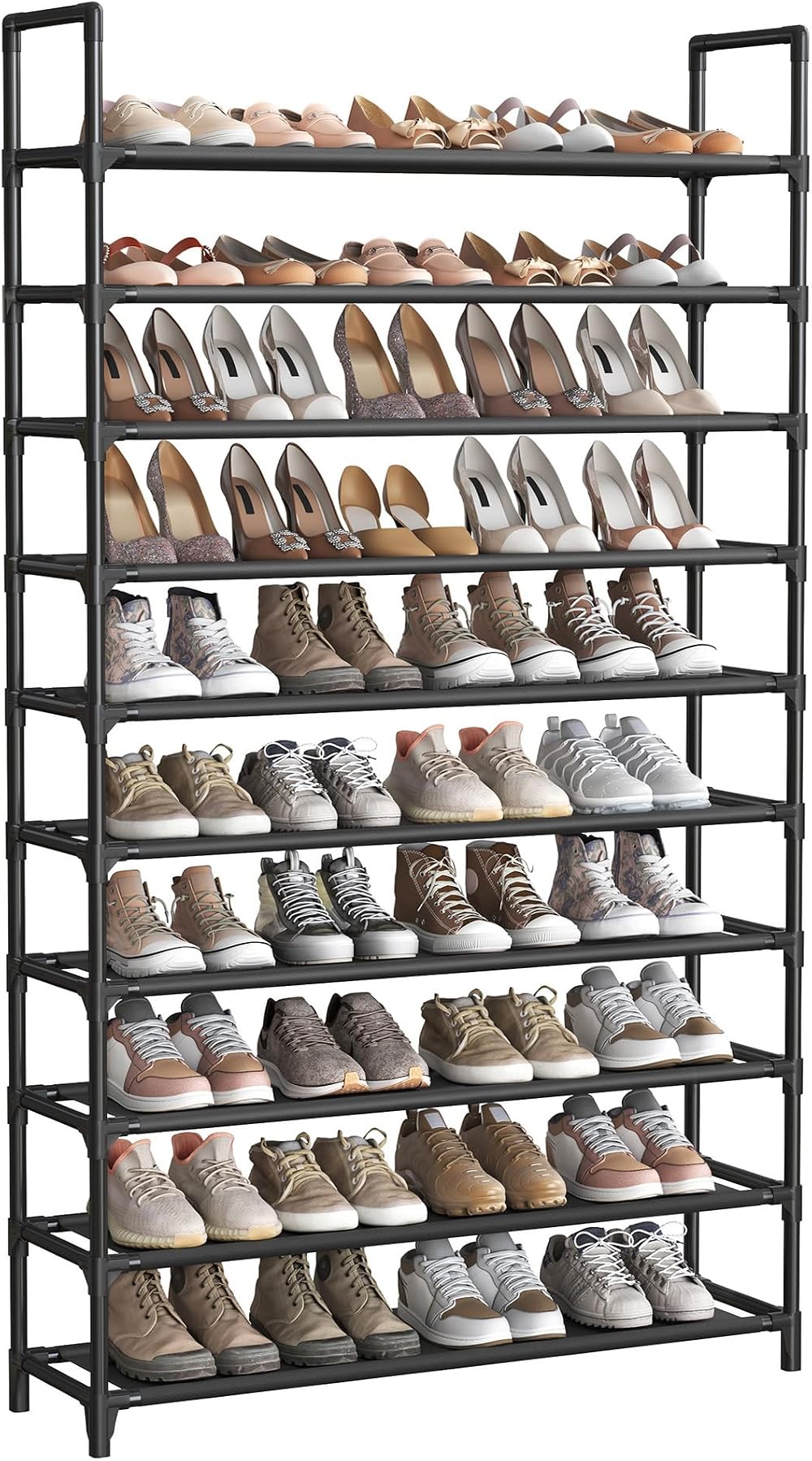 SONGMICS 10-Tier Shoe Rack 29x100x175 cm Metal Frame Black LSR10BK