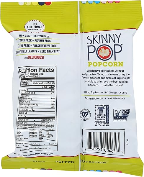 SKINNY POP ORIGINAL POPCORN, 0.5 OZ