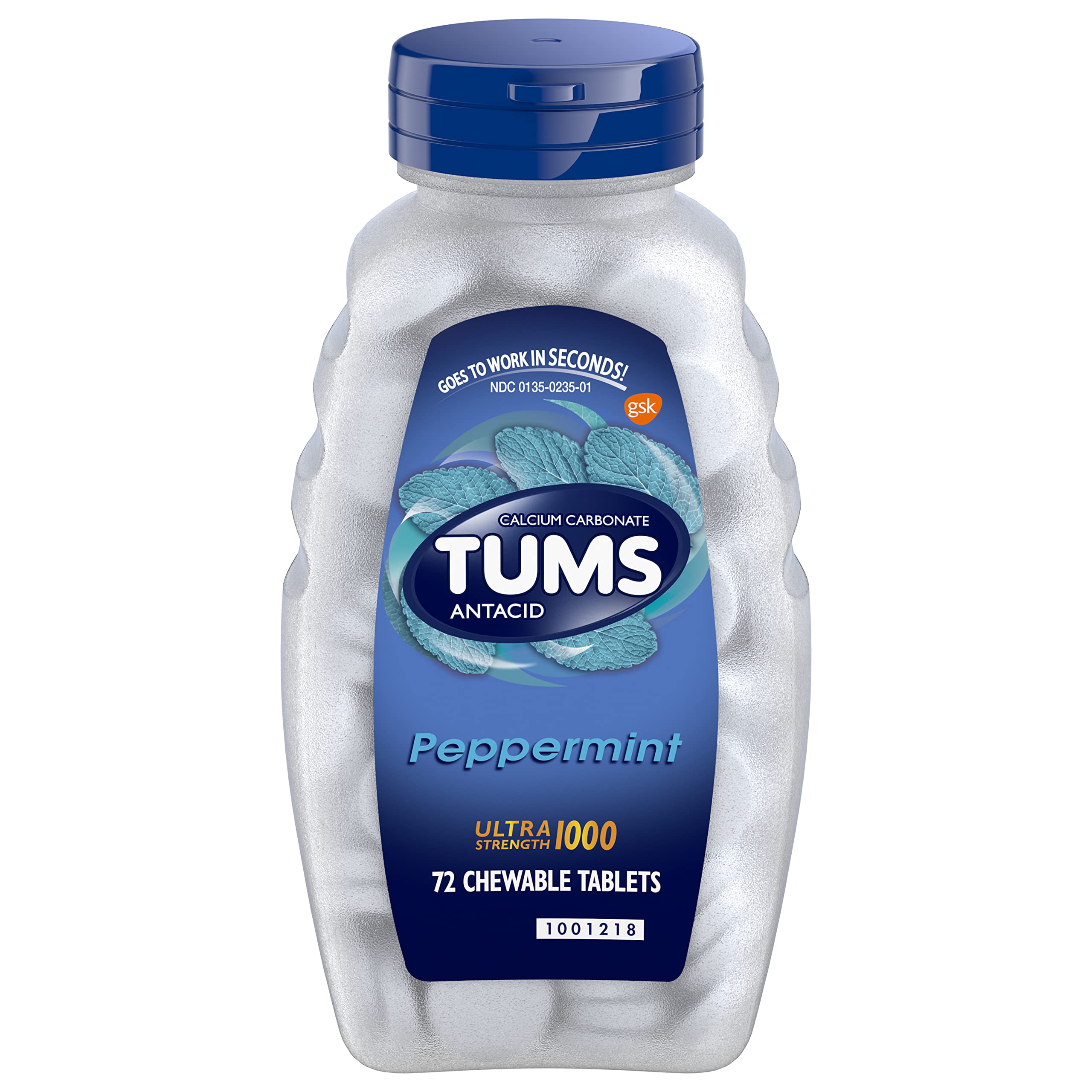 Tums Antacid, Ultra Strength 1000, Peppermint, 72 Chewable Tablets