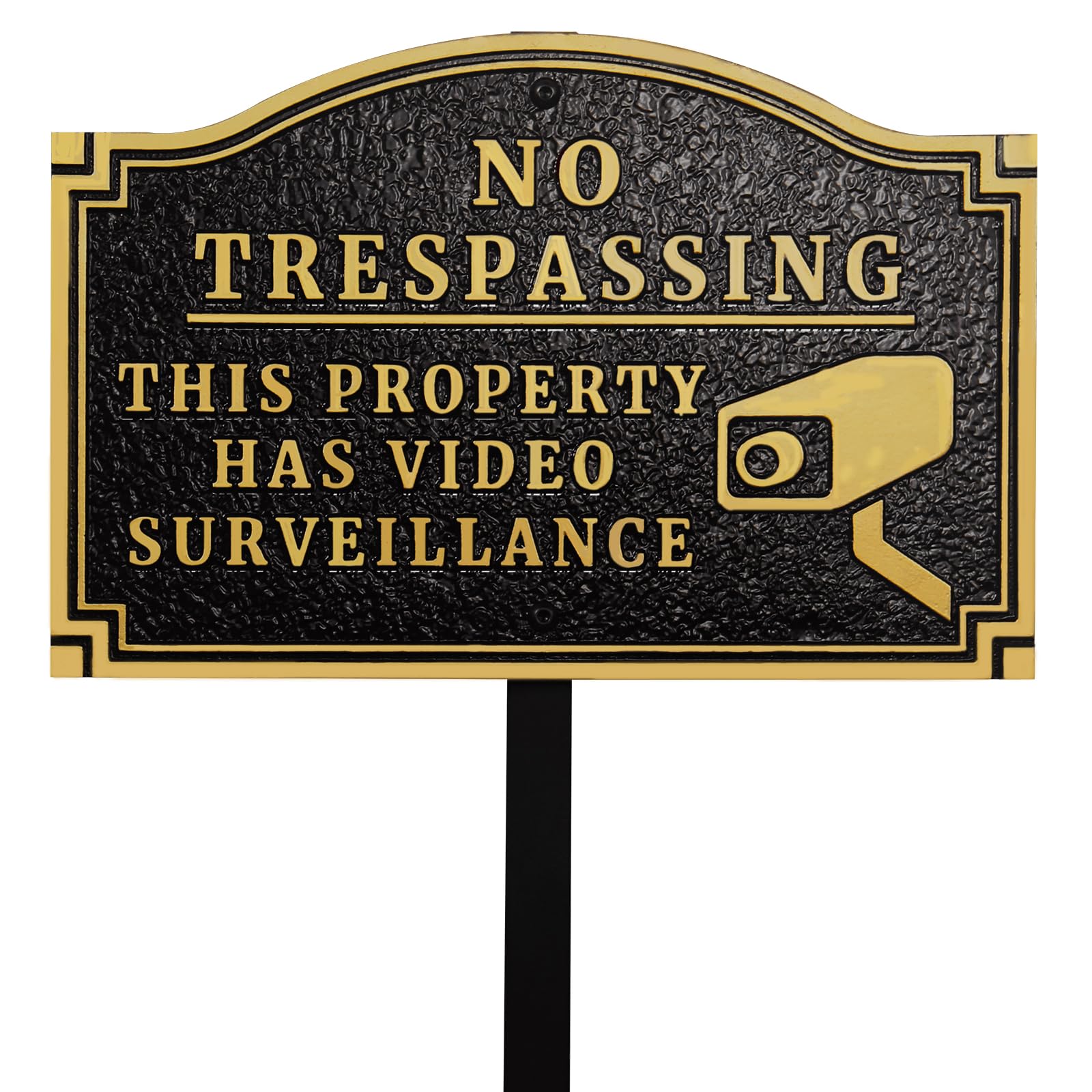 Photo 1 of Morgtta No Trespassing - This Property Has Video Surveillance,Home Security Camera Sign with Stakes, Heavy Duty Material, Embossed Letters, 11.5"×7.5” with 31.5" Post and Upgraded Stainless Screws