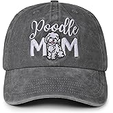 InnoBeta Poodle Gifts Cap for Women - Adjustable Vintage Washed Cotton Embroidered Hat - Dog Mom Pet Lover Gift - Grey