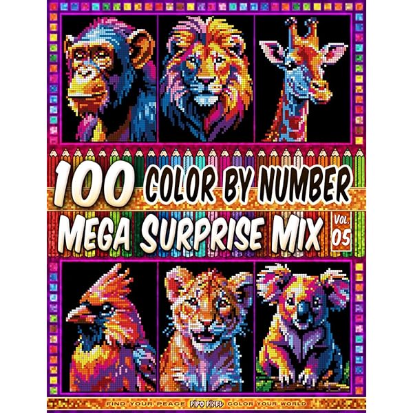 100 Color by Number - Mega Surprise Mix - Vol. 01: 100 Designs in 100 Color by Number - Mega Surprise Mix - Vol. 01: 100 Designs in
