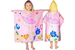 YTHUIL Ballet Hooded Towels for Kids, with Backpack, Kids Beach Towel 30"x 25" for 3-10 Years, Ballet Gifts for Girls, Toddler Swim Cover Up & Bath Robe for Beach Pool, Soft Microfiber
