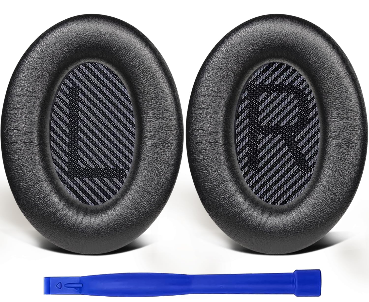 SoloWIT Lambskin Replacement Earpads Cushions for Bose QuietComfort 35 (QC35) & Quiet Comfort 35 II (QC35 ii) Headphones, Ear Pads with Noise Isolation Foam, Added Thickness (Brilliant Black)