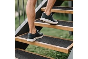 LadyRosian Outdoor Stair Treads Non Slip 5-Pack Black 6" x 30" - Weather Resistant Adhesive Heavy Grip Tape - Waterproof Anti Skid Strips