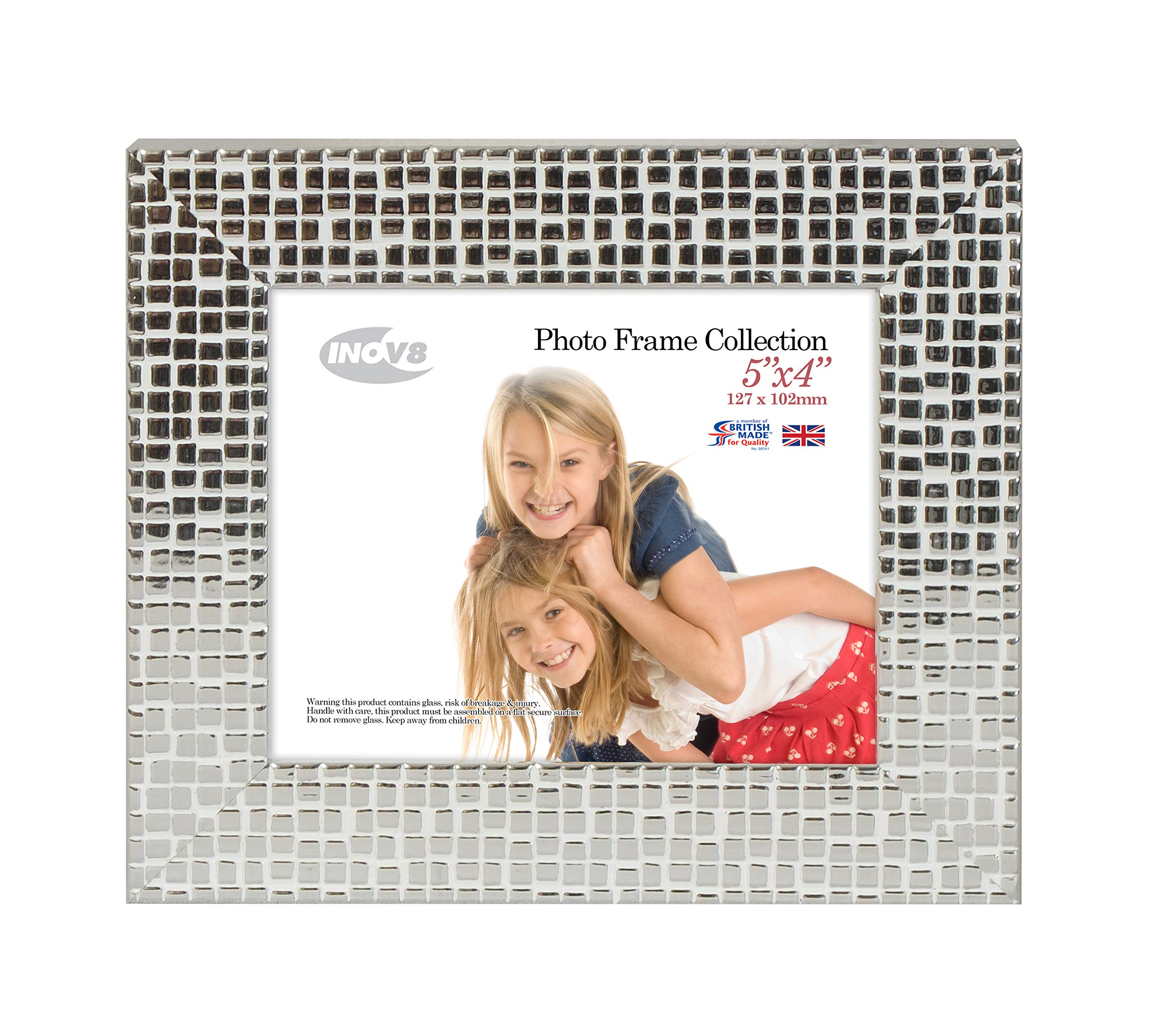 Inov8 Framing Photo Frame, Mosaic Silver Holds Picture 5x4" (12.7cm x 10.16cm) — image 1