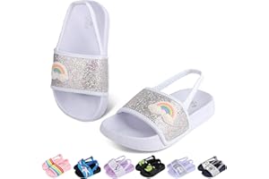 Toddler Boys Girls Slides Sandals with Elastic Strap Non-Slip Flip Flop Lightweight Little Kids Shower Slippers Beach Pool Sh