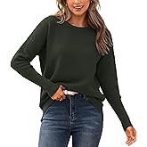 BTFBM Fall Sweaters for Women 2026 Casual Long Sleeve Sweater Striped Loose Fit Pullover Tops