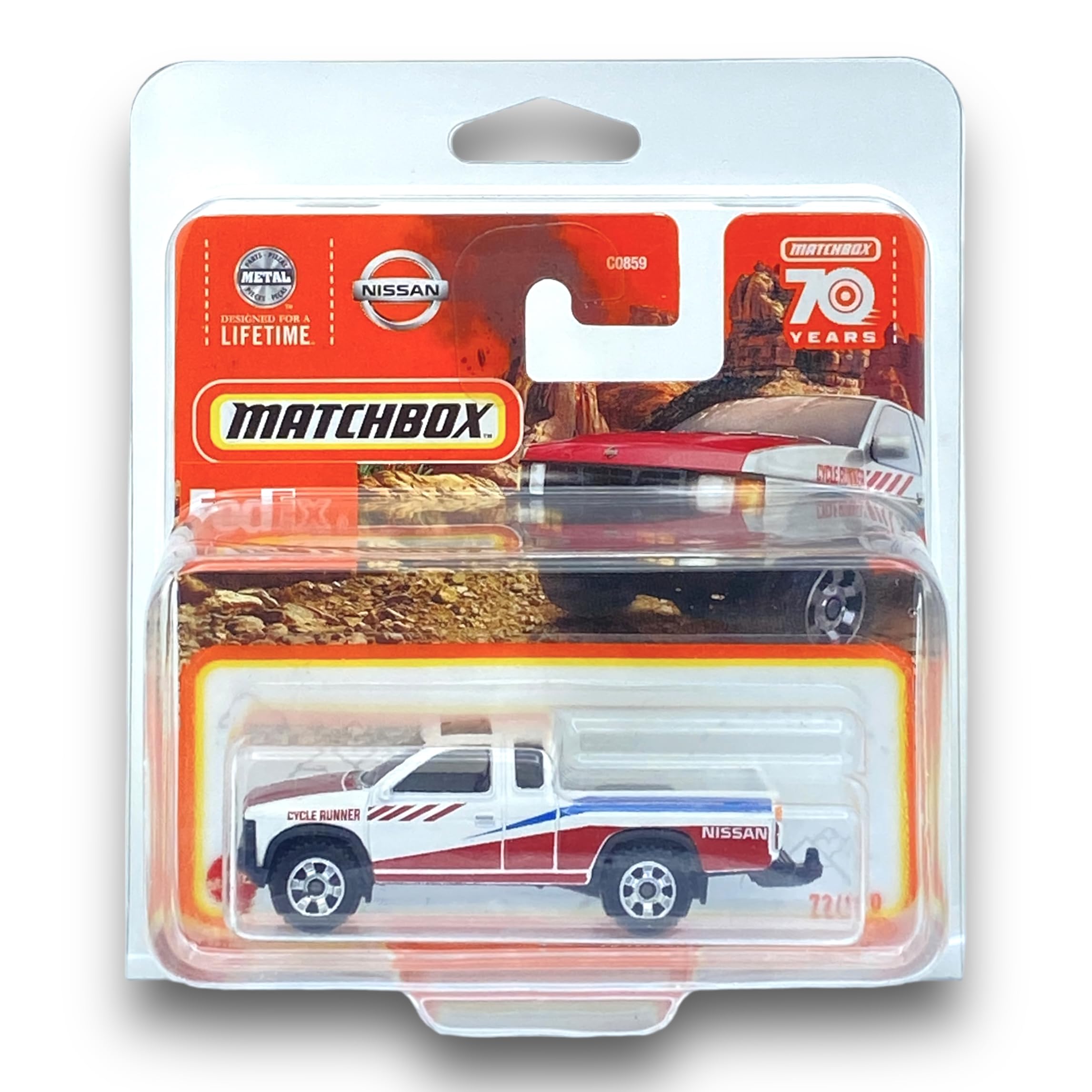 Matchbox '95 Nissan Hardbody (D21) (White, Red & Blue) - Nissan 2023-72/100 (Short Card) - COMES IN A KLAS CAR KEEPER SHORT CARD PROTECTOR CASE - HLD29