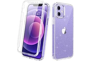 Diaclara Designed for iPhone 12/12 Pro Case, Full Body Rugged Case with Built-in Touch Sensitive Anti-Scratch Screen Protector, Soft TPU Bumper Case for iPhone 12/12 Pro 6.1" (Clear Glitter)