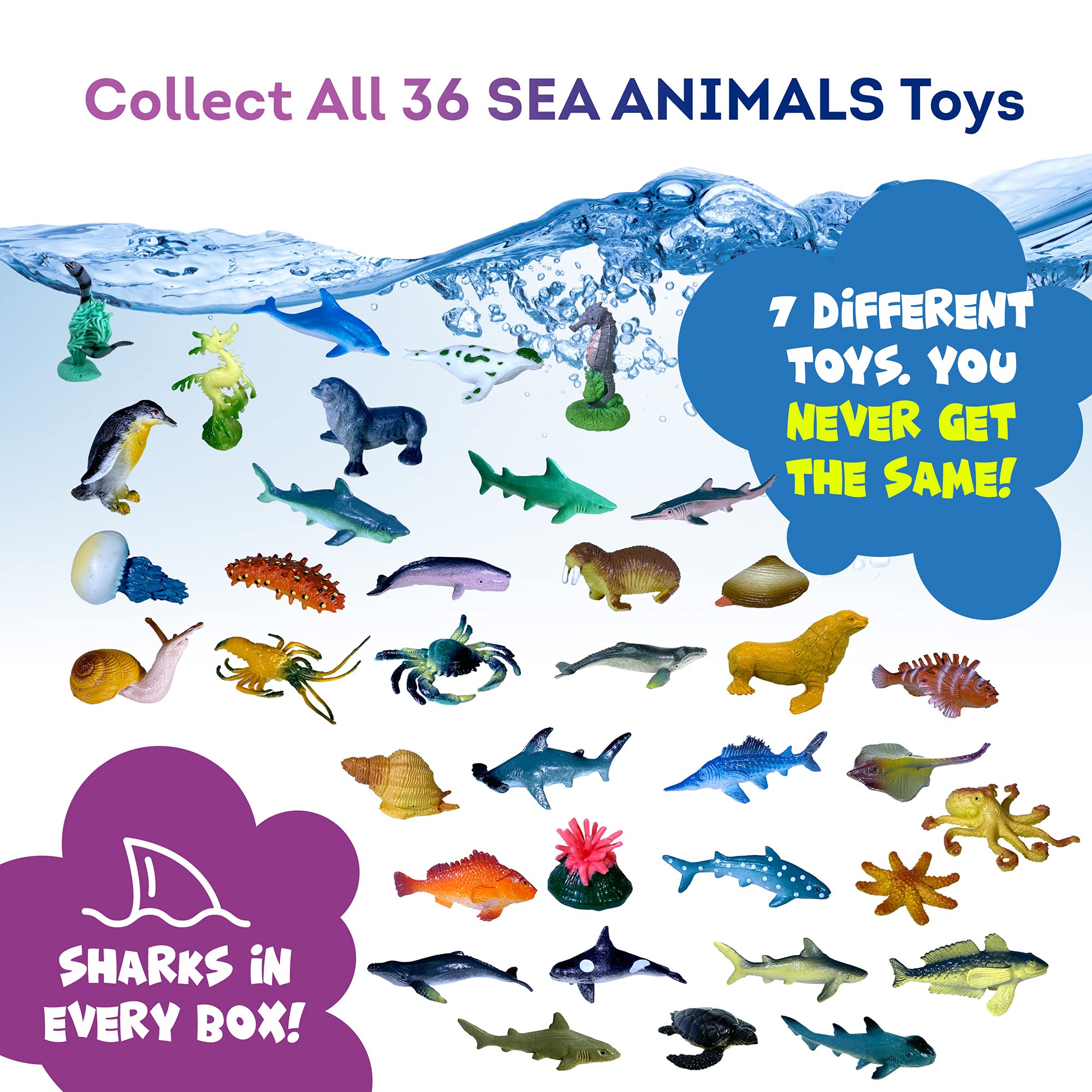 Made in USA Bath Bombs for Kids Surprise Toys Inside SEA Animals - 36 Ocean Toys Like Shark or Jellyfish | Natural Safe Bath Bombs Gift Set for Girls & Boys - Multicolored Organic Bubble Bath