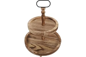 OATIPHO Wooden Dessert Cake Stand 2-Layer Cupcake Display Tower Rustic Tiered Tray for Wedding Party