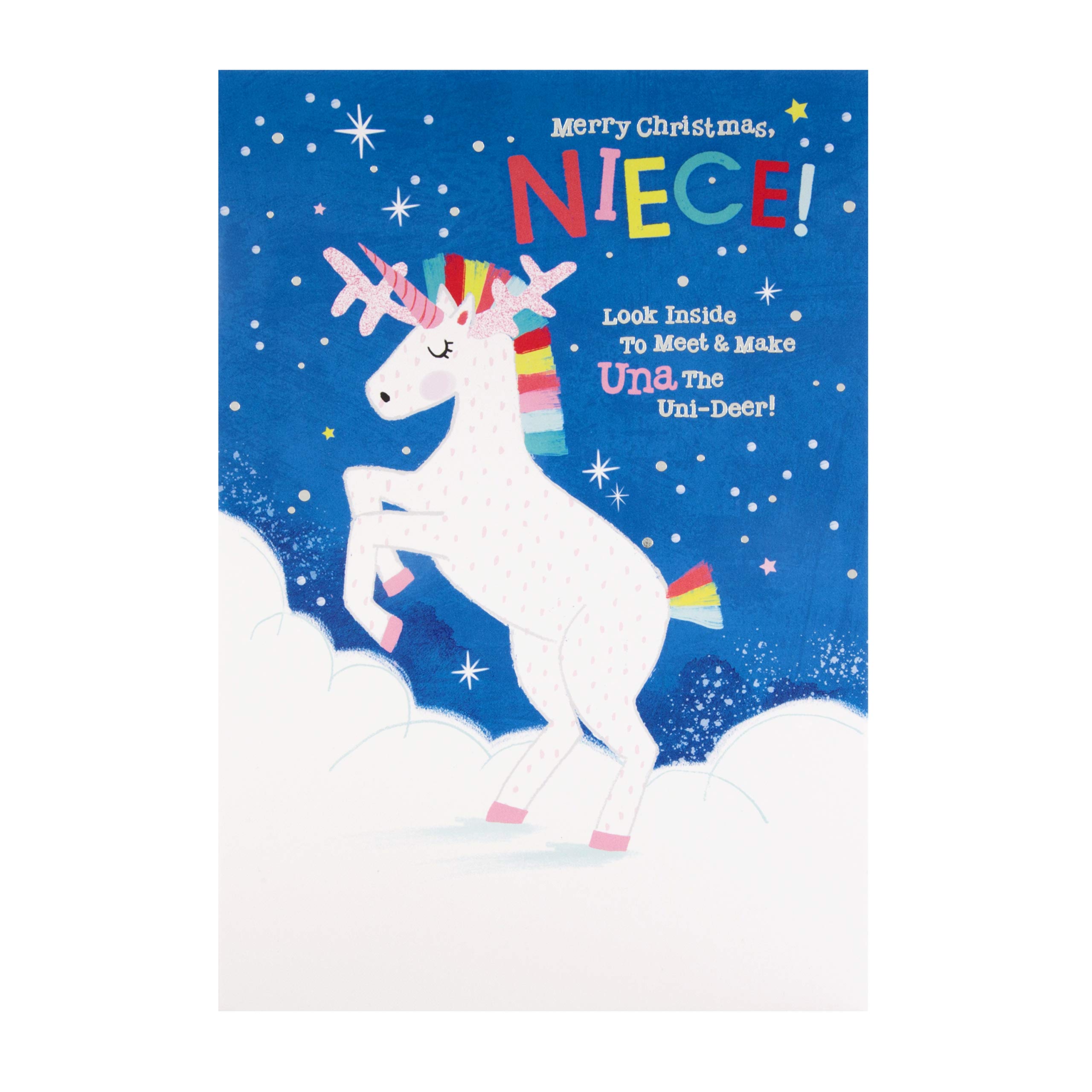 Hallmark Christmas Activity Card For Niece - Unicorn Finger Puppet Design