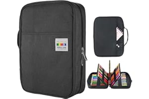 YOUSHARES Colored Pencil Case Organizer 220 Slots Pencil Crayon Case - Large Capacity Marker Case with Handy Wrap & Zipper, M