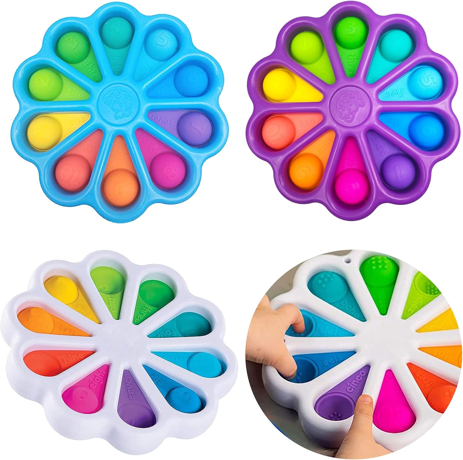 Amazon Com Kithwaro 3pcs Dimple Fidget Toy Flower Fidget Toys Stress Relief Hand Toys For Kids Adults Anxiety Autism Toy Special Office Toys Educational Finger Toy Decompression Gift Toys Games