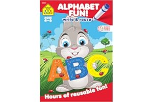 School Zone - Alphabet Fun! Write & Reuse Workbook - Ages 4 to 6, Preschool to Kindergarten, Tracing, Printing, Letters, Soun