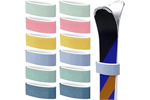 Seenelling 12pcs Ski Straps Adjustable Ski Fasteners Straps for Carrying Durable Hook and Loop EVA Protector Pads Between