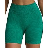 Aoxjox Seamless Camo Scrunch Workout Biker Shorts for Women Tummy Control High Waisted Athletic Gym Running Yoga Short 5"