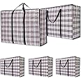 5 Pack Extra Large Heavy Duty Moving Bags, Foldable Moving House Storage Bags with Zippers, Travel Duffel Storage Tote Bags w