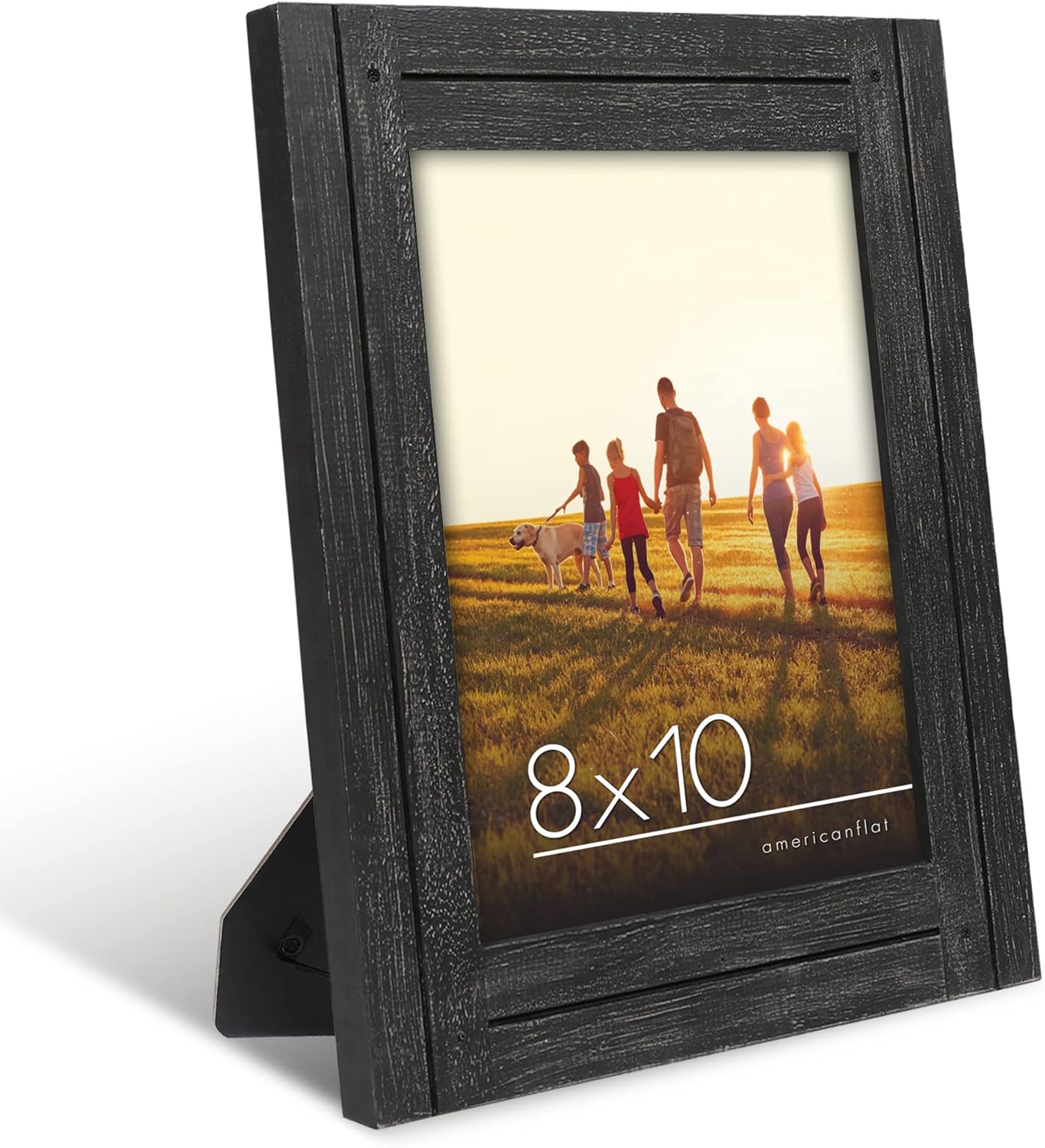 Photo Albums, Frames & Accessories - Americanflat 8x10 Picture Frame in Charcoal Black - Rustic Picture Frame with Textured Engineered Wood, Shatter Resistant Glass, and Easel - Horizontal and Vertical Formats For Wall and Tabletop