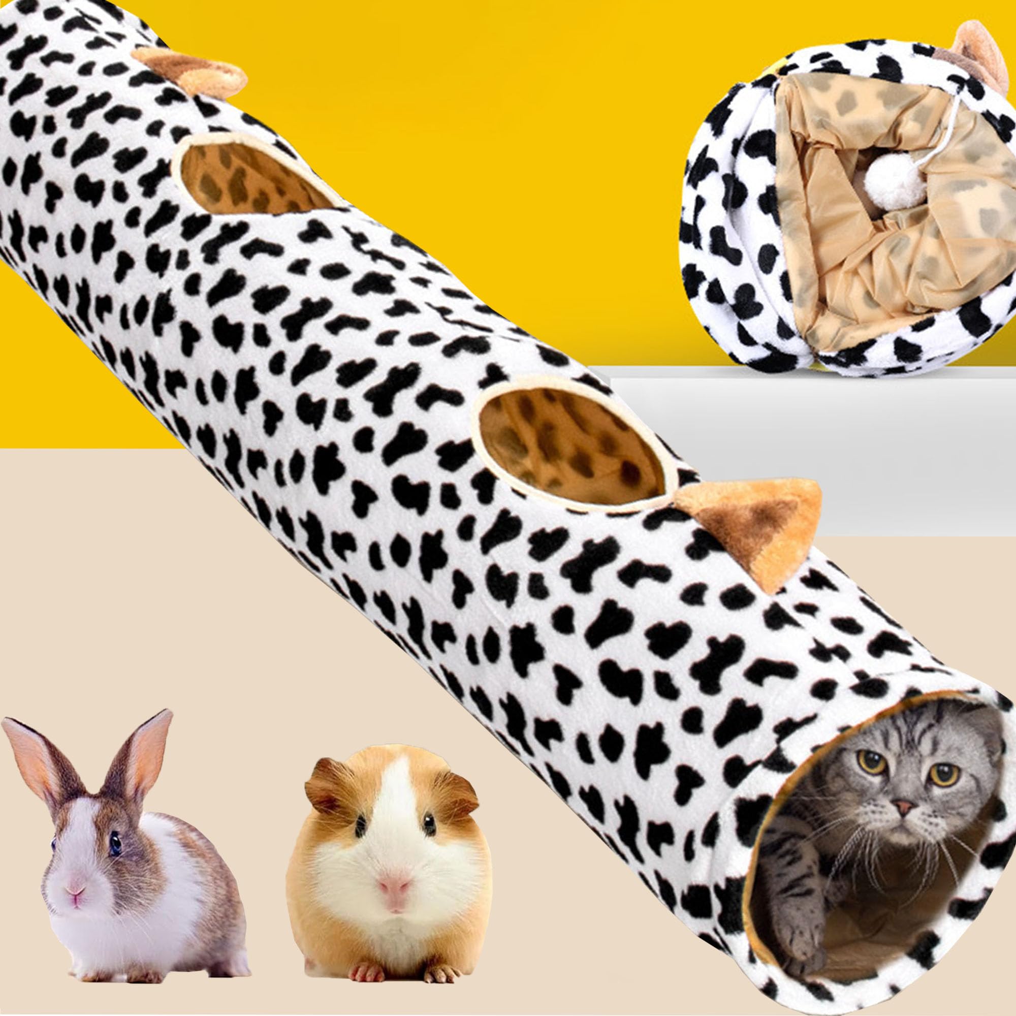 MZSX Cat Tunnel Toy, Collapsible Cat Playhouse Pet Play Tunnel Tube, Suede Crinkle Cat Tube Tunnel Toy, It comes with a rattling paper, Suitability Puppy, Indoor and Outdoor Use (120cm)