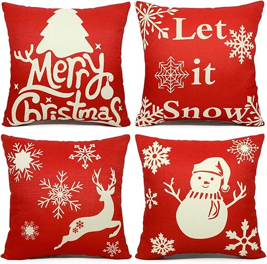Amazon Com Ezigo Christmas Pillow Covers 18 X 18 Square Christmas