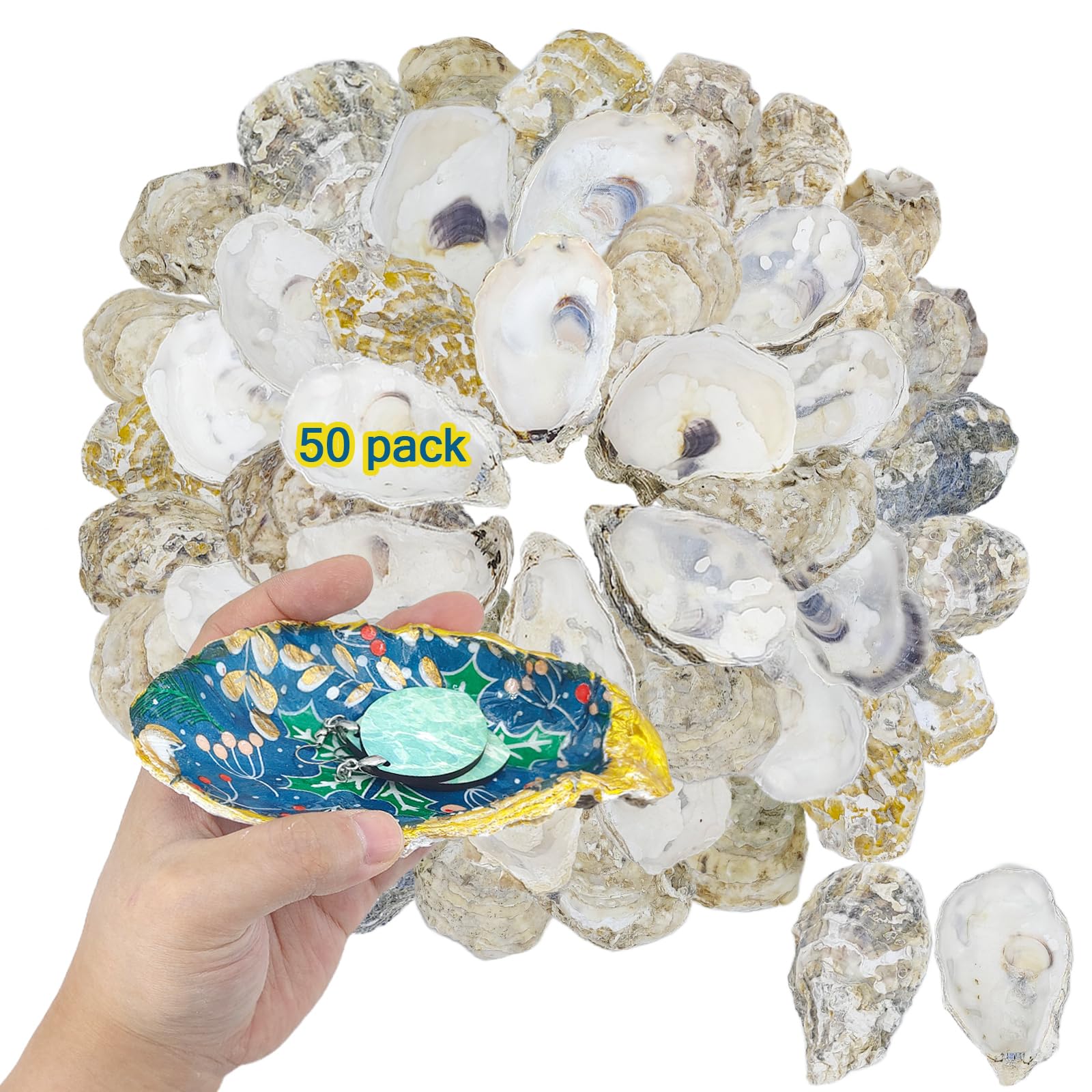 Photo 1 of stonechic 50PCS Oyster Shells Cupped Oyster Shells Bulk Oyster Shells for Home Decor Decoupage, Ornaments, DIY Arts and Crafts Sea Shells, Cups 4"-5"