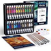 koseibal Acrylic Paint Set - Art Painting Supplies Kit for Kids & Adults with 24x22ml Acrylic Paints, 8 Brushes, 1 Painting Pad & Palette - Idea Gift Painting Kit for Student