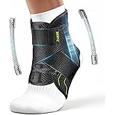 Rakiie Quick Lace Up Ankle Brace with 2 Metal Support Stays, Breathable Stabilizer for Sprained Ankle, Slim Fit Ankle Support for Men & Women, Sports, Running, Basketball (Green, XL)