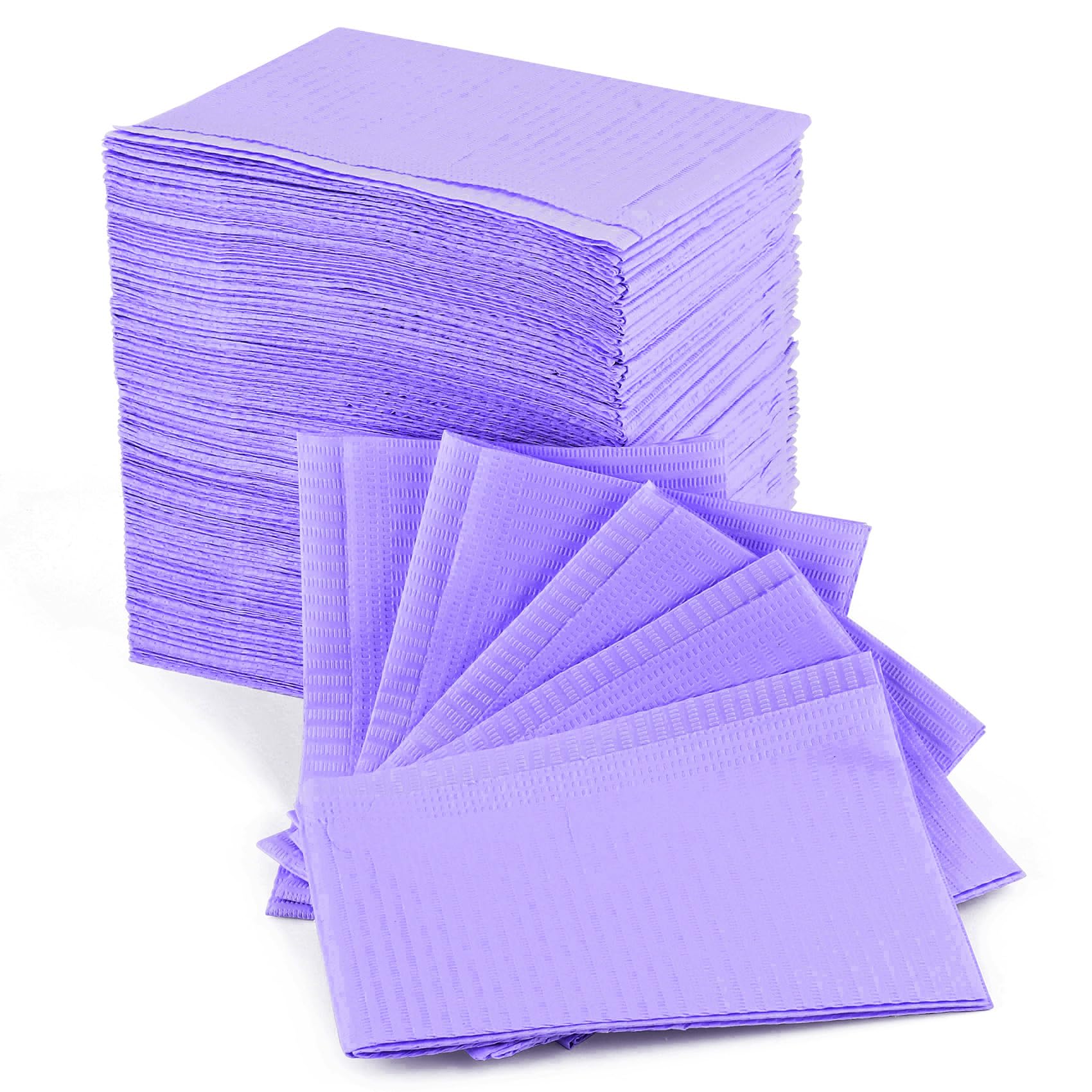 Annhua 125 PCS Dental Bibs Disposable Dentist Bib, Tattoo Bib Waterproof Patient Bibs Purple for Tattoos, Clinics, and Feeding - 13" ×18"