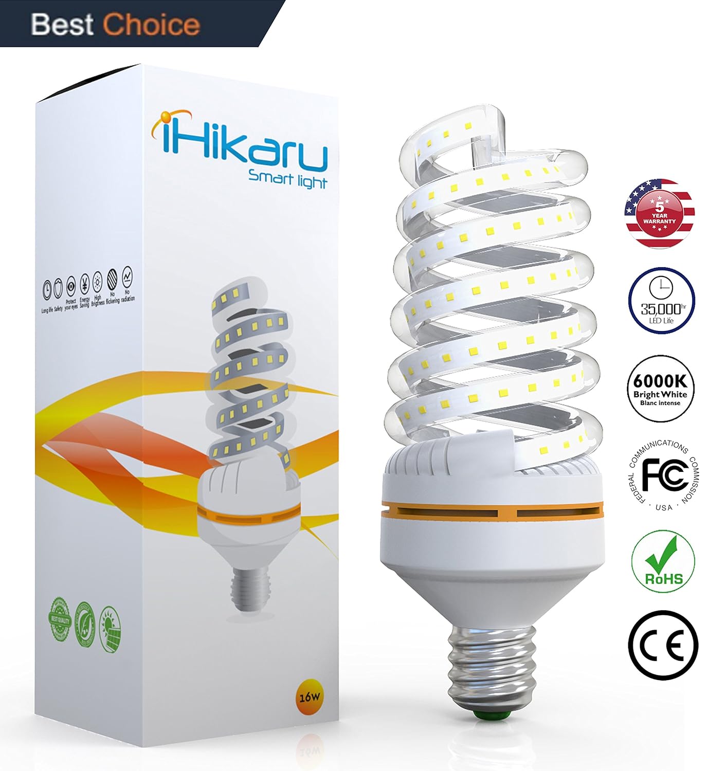 LED Bulbs Tools & Home Improvement iHikaru 24 Watt Spiral LED Light