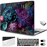 MEEgoodo for MacBook Pro Case 13 inch 2022 2021 2020 A2338 M2/M1 A2251 A2289, Clear Laptop Hard Shell Cases with Keyboard Webcam Cover & Trackpad Film & Type C Adapter, Beautiful Fantasy Flower