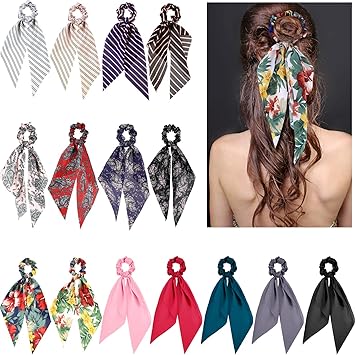 Amazon Com 15 Pieces Hair Scrunchies Ribbon Hair Tie Elastic