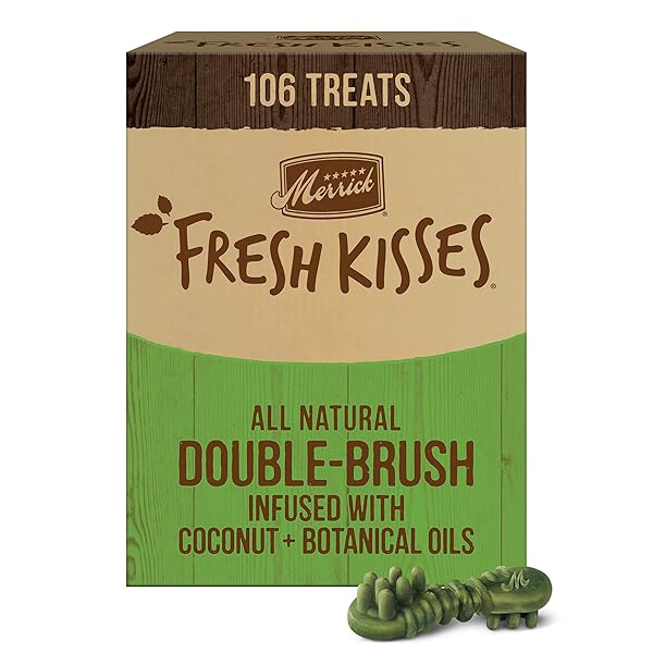MERRICK FRESH KISSES NATURAL DENTAL CHEWS INFUSED WITH COCONUT AND BOTANICAL OILS FOR TINY DOGS 5-15 LBS – 106 CT. BOX